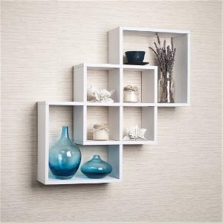 LIVINGQUARTERS Intersecting Squares Decorative Wall Shelf; White LI278605